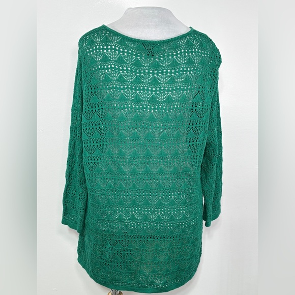 Torrid Open Stitch Pullover V-neck Cinched Front Sweater Color Green Size 2 - Picture 2 of 5